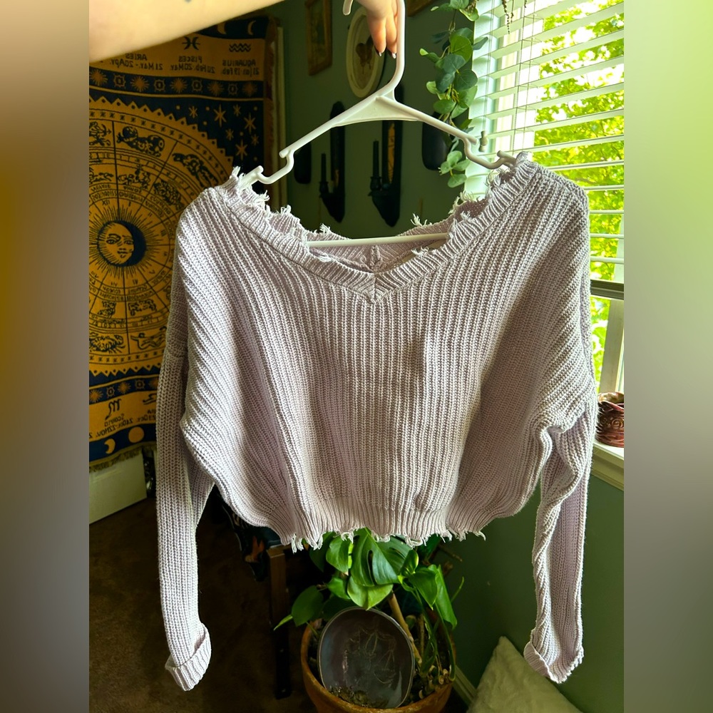 Jessica Simpson Cropped Lavender Sweater